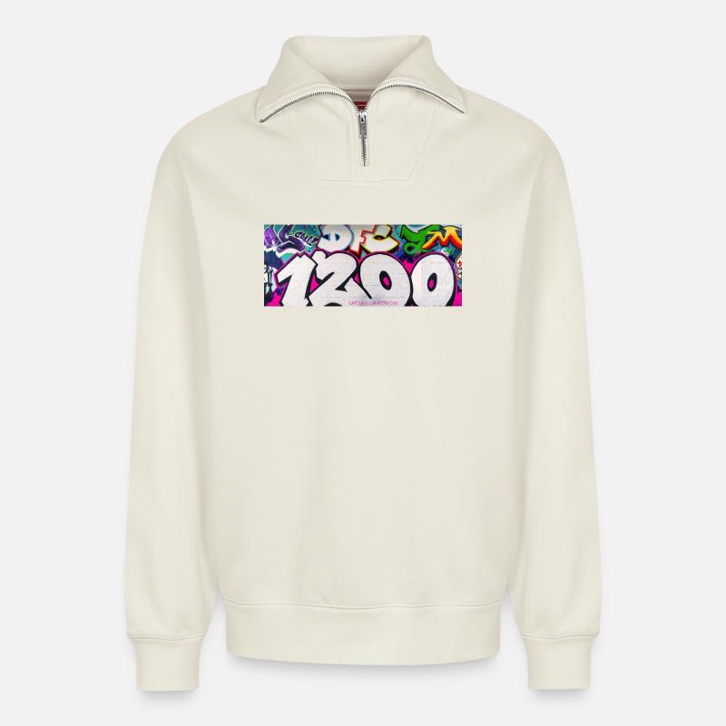 1200 GRAVITY EDIT_1 - Relaxed Unisex Organic Half Zip Sweatshirt – by SPREAD - off white