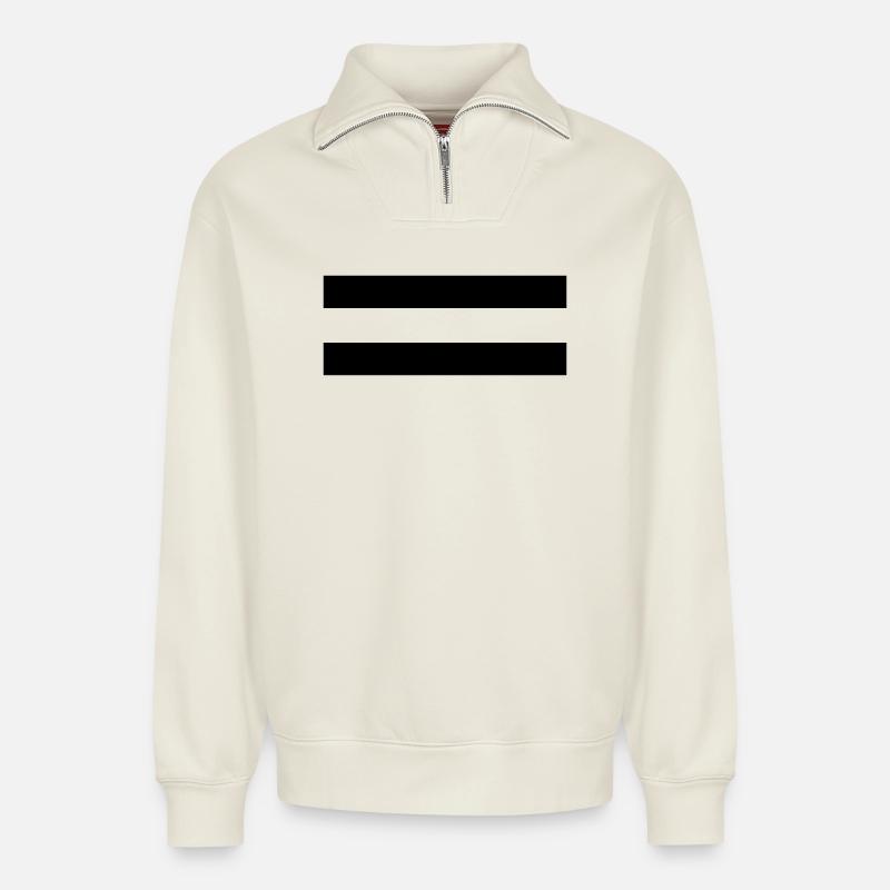 Ist Gleich Zeichen = sign - Relaxed Unisex Organic Half Zip Sweatshirt – von SPREAD - Naturweiß