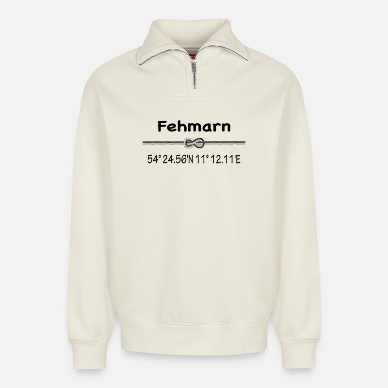 Fehmarn - Relaxed Unisex Organic Half Zip Sweatshirt – von SPREAD - Naturweiß