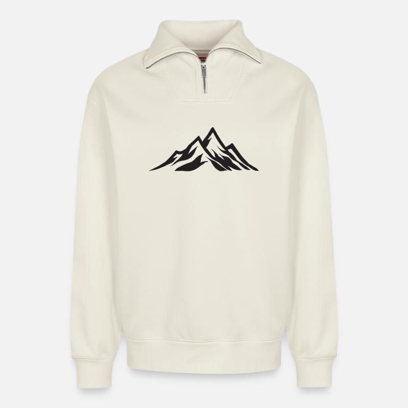 Gebirge - Relaxed Unisex Organic Half Zip Sweatshirt – von SPREAD - Naturweiß