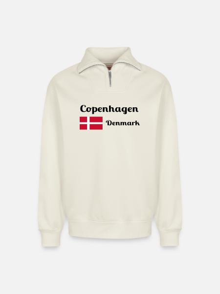 Copenhagen Denmark - Stilfulde prints - Unisex sweatshirt i økologisk bomuld med half zip og afslappet pasform – fra SPREAD - råhvid