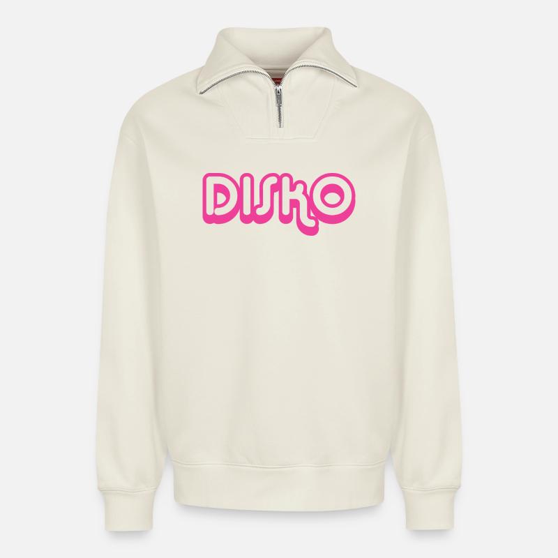 DISKO Nicki - Relaxed Unisex Organic Half Zip Sweatshirt – von SPREAD - Naturweiß