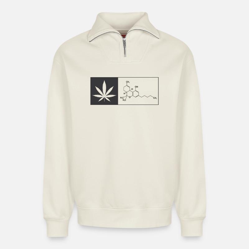 THC - Relaxed Unisex Organic Half Zip Sweatshirt – von SPREAD - Naturweiß