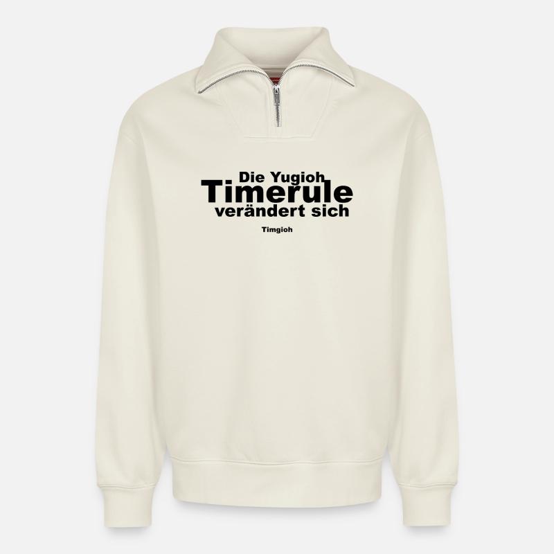 TimeRule - Relaxed Unisex Organic Half Zip Sweatshirt – von SPREAD - Naturweiß