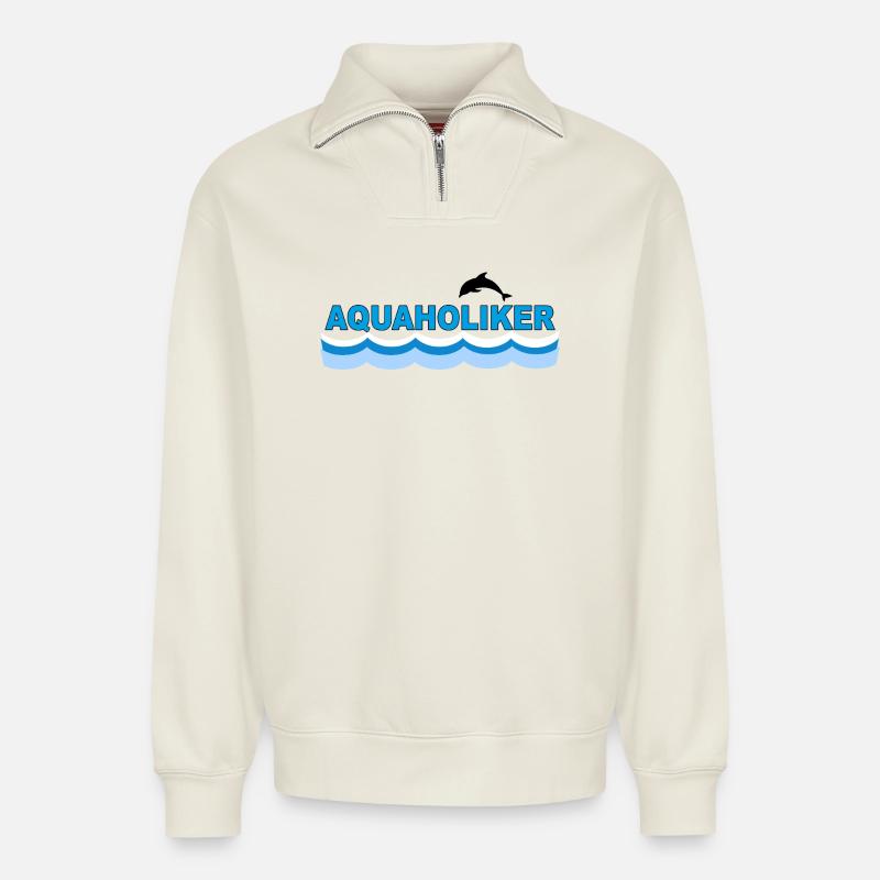 AQUAHOLIKER - Relaxed Unisex Organic Half Zip Sweatshirt – von SPREAD - Naturweiß