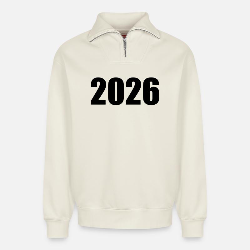 2026 - Relaxed Unisex Organic Half Zip Sweatshirt – von SPREAD - Naturweiß