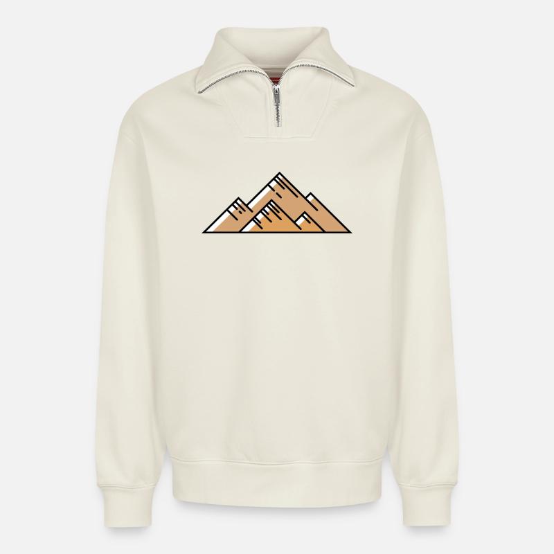 Berge Mountains - Relaxed Unisex Organic Half Zip Sweatshirt – von SPREAD - Naturweiß
