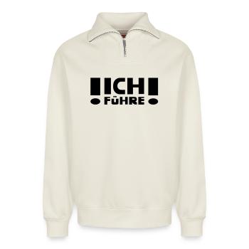 ICH führe - Relaxed Unisex Organic Half Zip Sweatshirt – von SPREAD - Naturweiß - Vorne