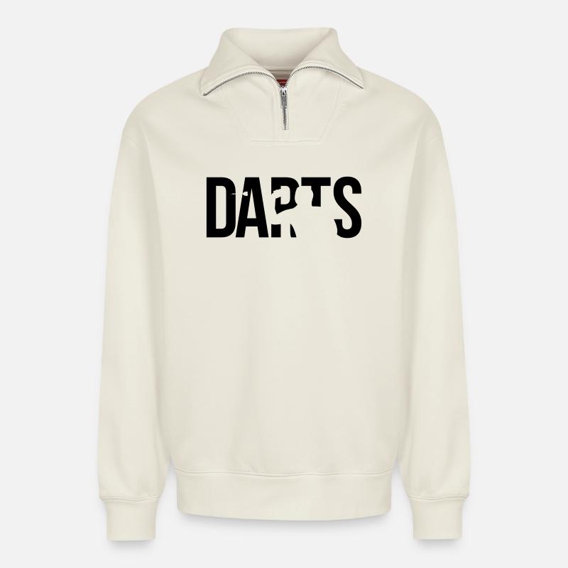 darts - Relaxed Unisex Organic Half Zip Sweatshirt – by SPREAD - off white