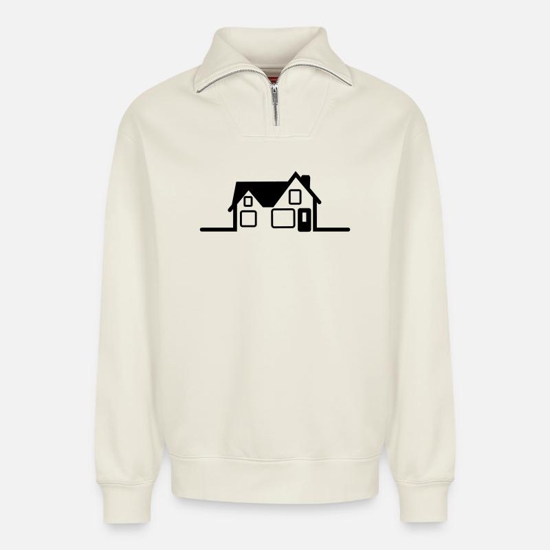 Logo des Hauses - Relaxed Unisex Organic Half Zip Sweatshirt – von SPREAD - Naturweiß