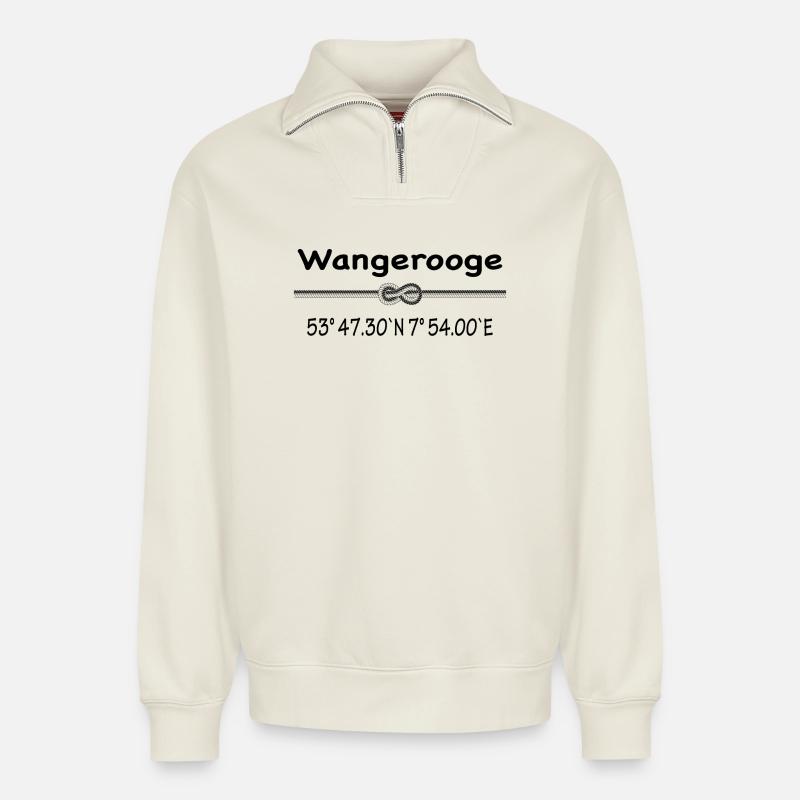 Wangerooge - Relaxed Unisex Organic Half Zip Sweatshirt – von SPREAD - Naturweiß