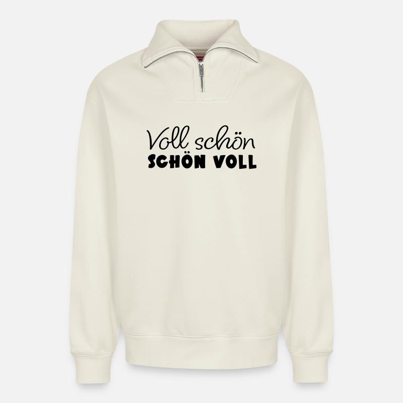 Full nice nice full - Relaxed Unisex Organic Half Zip Sweatshirt – by SPREAD - off white