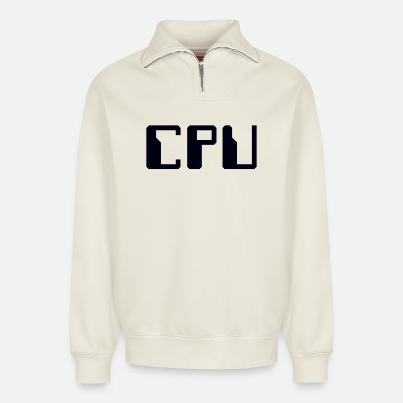 CPU Speicher - Relaxed Unisex Organic Half Zip Sweatshirt – von SPREAD - Naturweiß