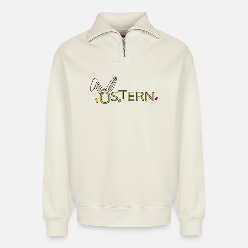 Easter - Relaxed Unisex Organic Half Zip Sweatshirt – by SPREAD - off white