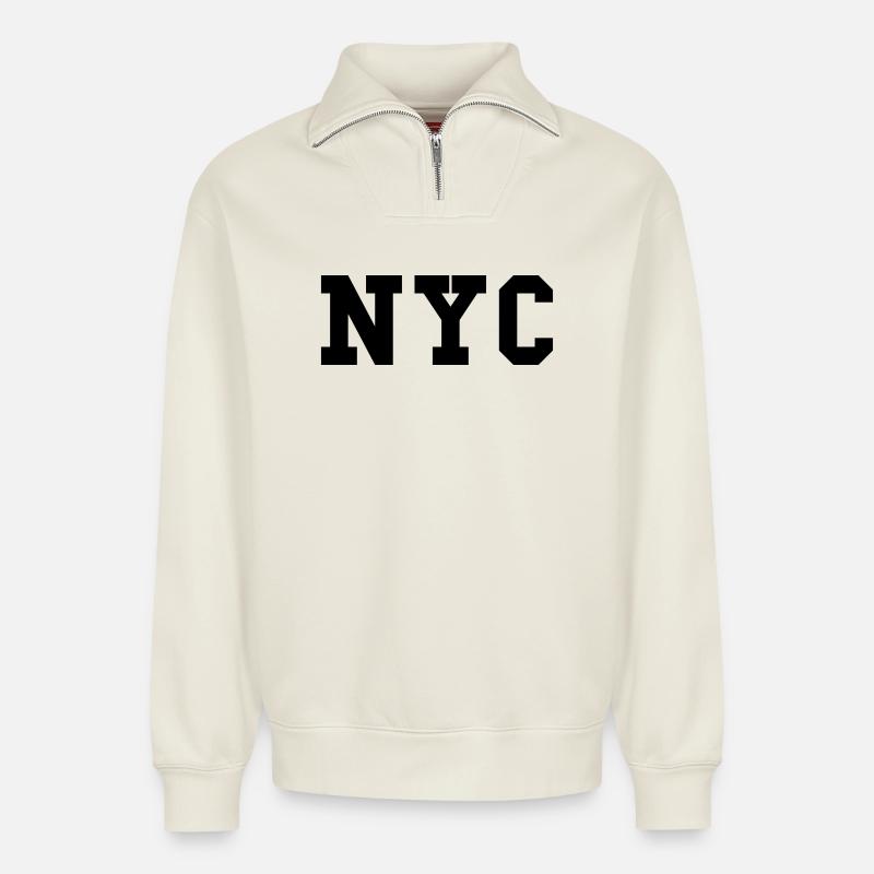 nyc by wam - Relaxed Unisex Organic Half Zip Sweatshirt – von SPREAD - Naturweiß