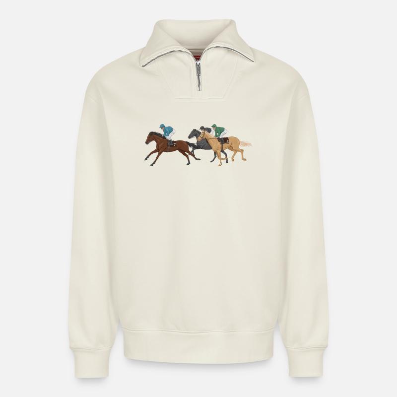 Jockeys - Relaxed Unisex Organic Half Zip Sweatshirt – von SPREAD - Naturweiß