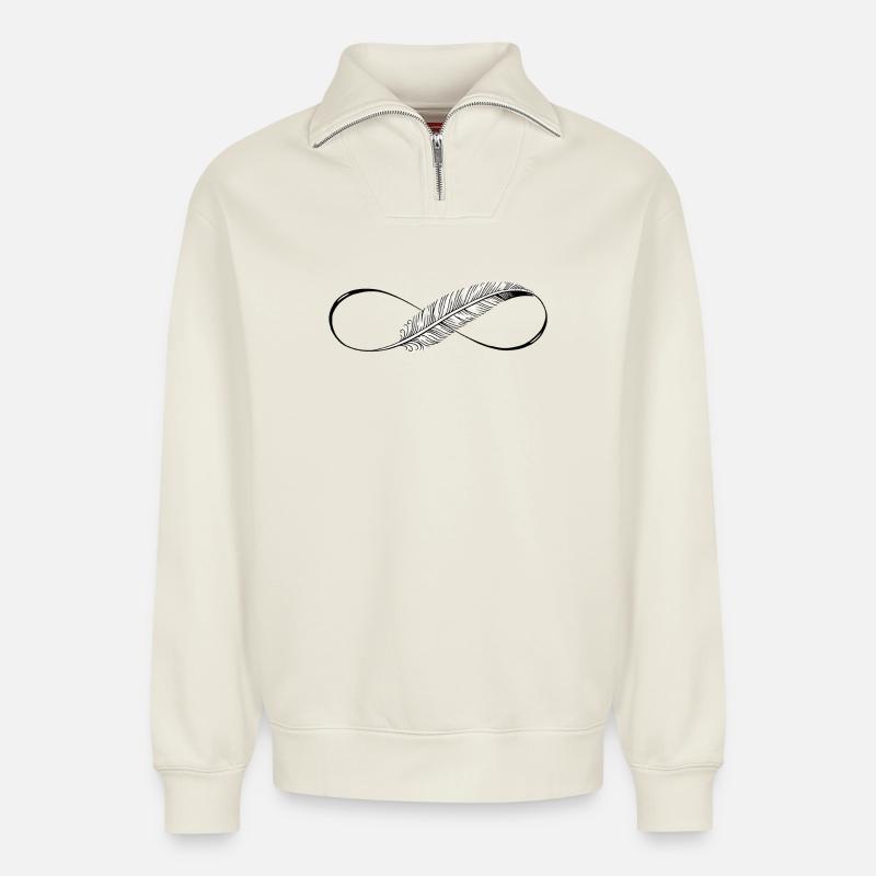Cute Lines Infinity Spring - Relaxed Unisex Organic Half Zip Sweatshirt – by SPREAD - off white