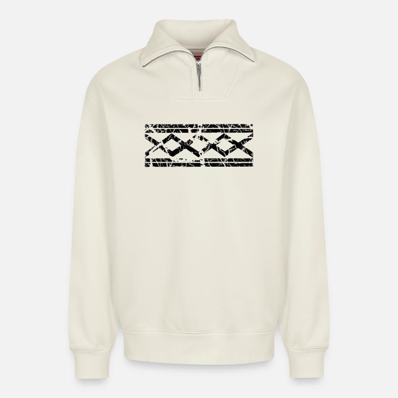 West Midlands - Ornament - Relaxed Unisex Organic Half Zip Sweatshirt – von SPREAD - Naturweiß