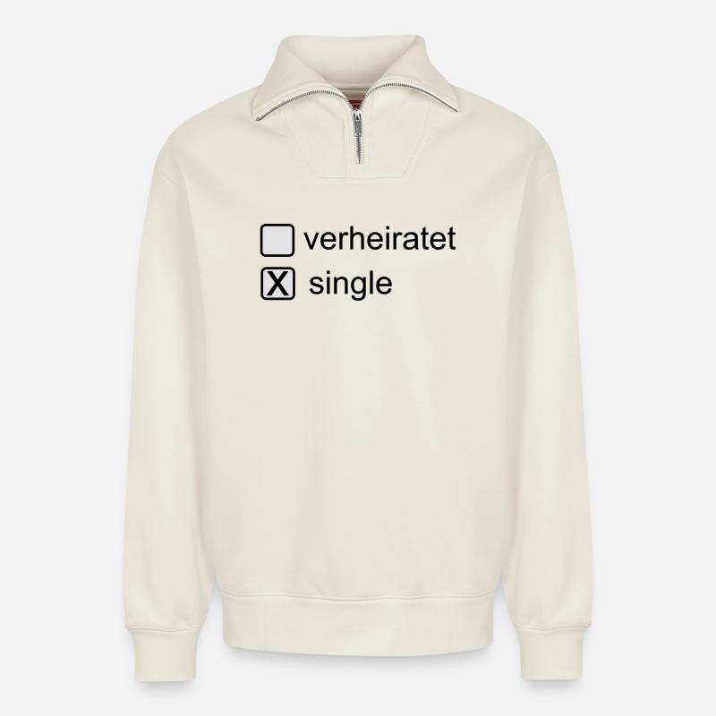 Single - Relaxed Unisex Organic Half Zip Sweatshirt – von SPREAD - Naturweiß