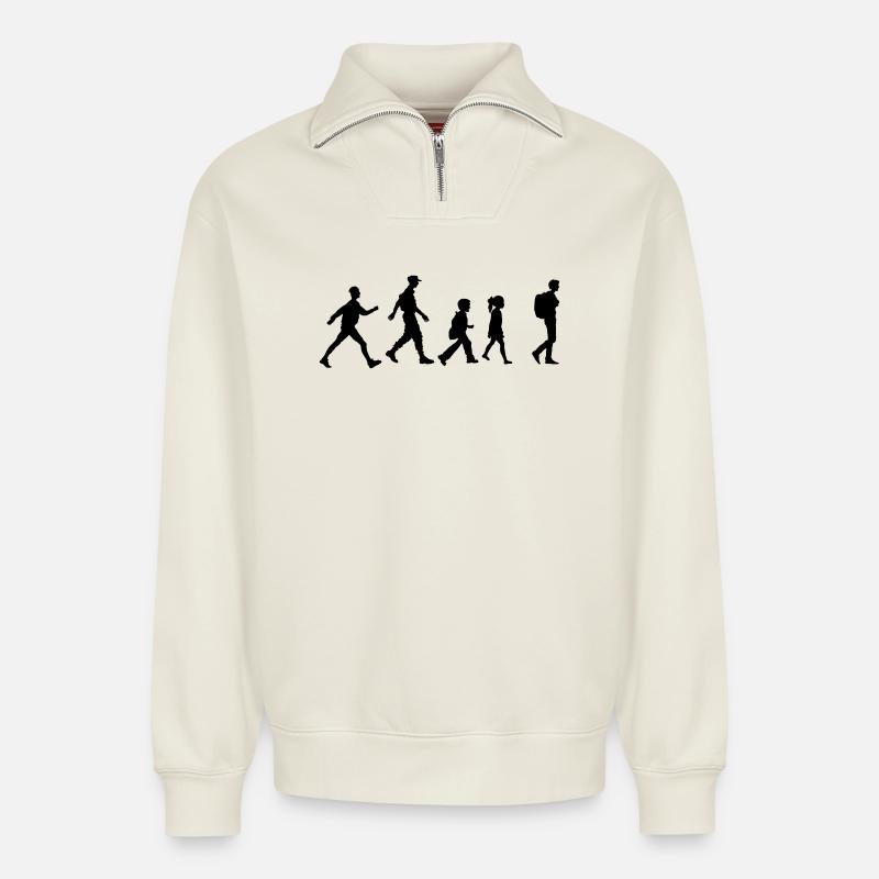Wandergruppe oder -verein, Familienwandern - Relaxed Unisex Organic Half Zip Sweatshirt – von SPREAD - Naturweiß