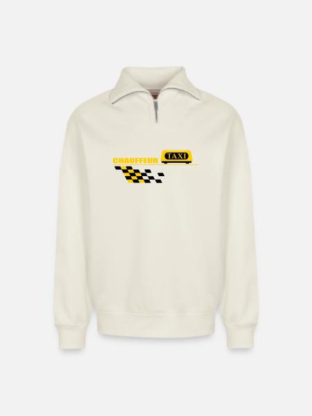 Taxi driver - Relaxed Unisex Organic Half Zip Sweatshirt – by SPREAD - off white