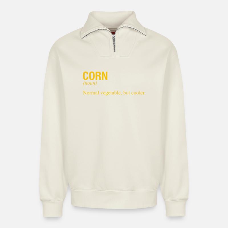 MAÏS - Sweat unisexe décontracté en coton biologique à demi-zip – de SPREAD - blanc cassé