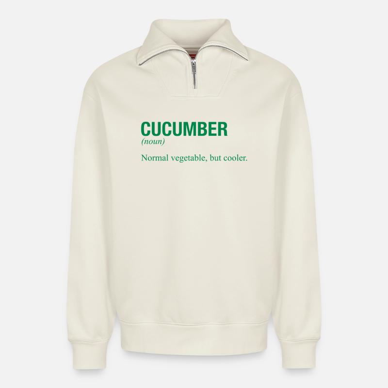 CUCUMBER - Relaxed Unisex Organic Half Zip Sweatshirt – von SPREAD - Naturweiß