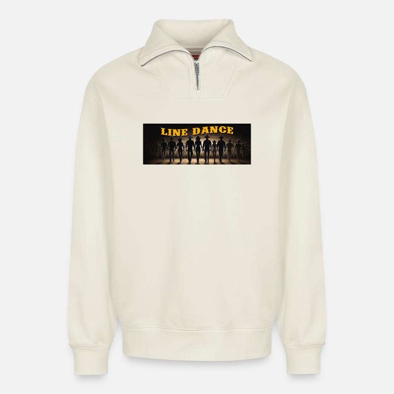Line dance group dancing - Relaxed Unisex Organic Half Zip Sweatshirt – by SPREAD - off white