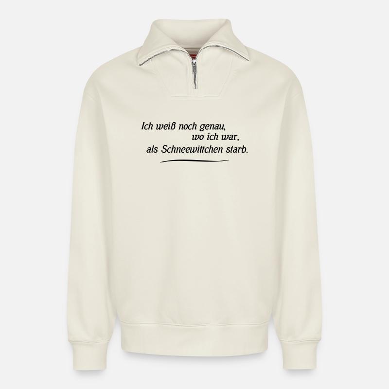 Blanche-Neige - Sweat unisexe décontracté en coton biologique à demi-zip – de SPREAD - blanc cassé