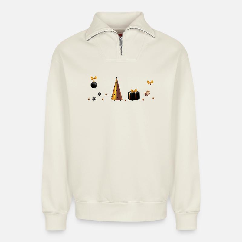 Weihnachten - Relaxed Unisex Organic Half Zip Sweatshirt – von SPREAD - Naturweiß