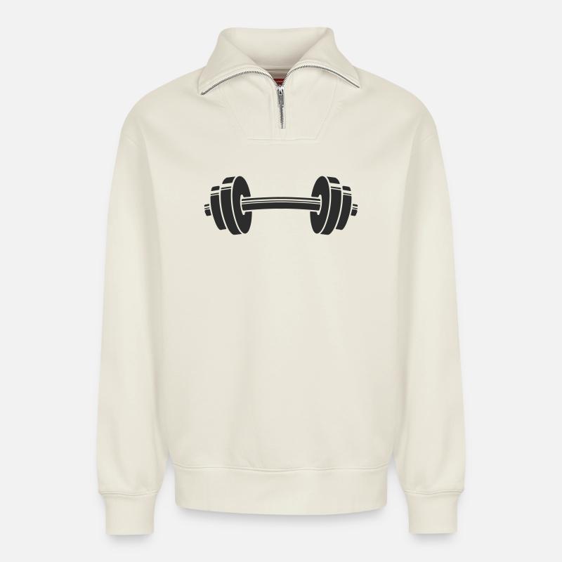 hantel - Relaxed Unisex Organic Half Zip Sweatshirt – von SPREAD - Naturweiß