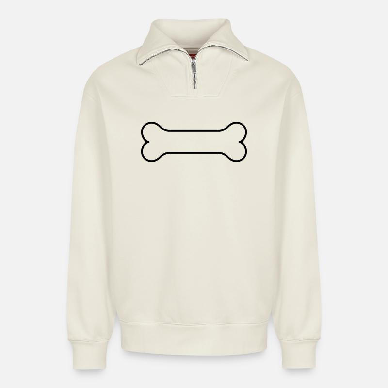Os de chien - Sweat unisexe décontracté en coton biologique à demi-zip – de SPREAD - blanc cassé