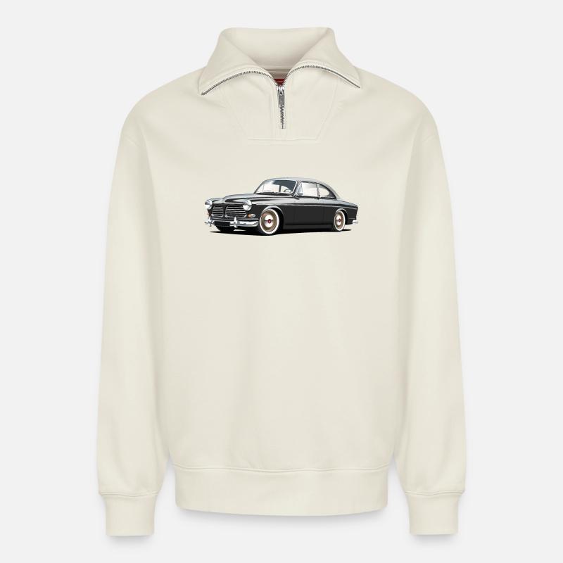 120er Serie Custom Grey - Relaxed Unisex Organic Half Zip Sweatshirt – von SPREAD - Naturweiß