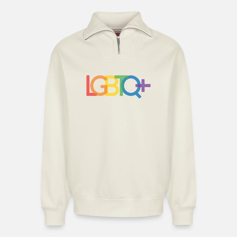 Pride Month - LGBTQ+ - Relaxed Unisex Organic Half Zip Sweatshirt – von SPREAD - Naturweiß