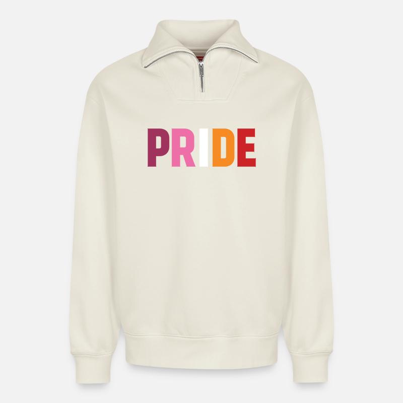Lesbischer Stolz - Relaxed Unisex Organic Half Zip Sweatshirt – von SPREAD - Naturweiß
