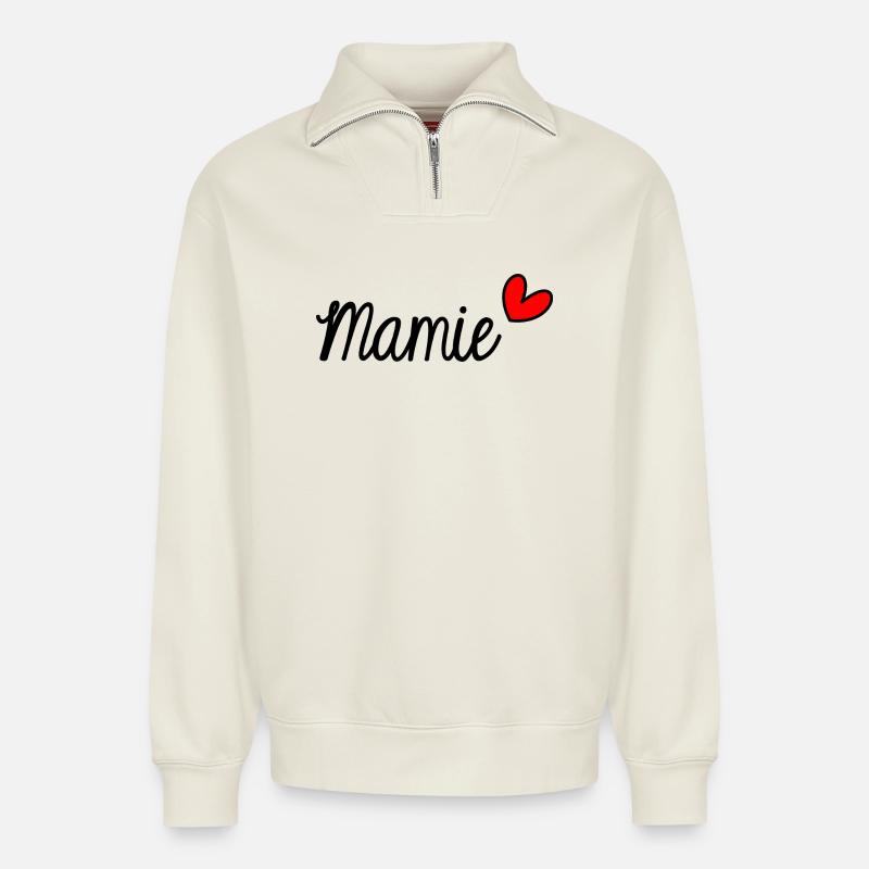 OMA. OMA - Relaxed Unisex Organic Half Zip Sweatshirt – von SPREAD - Naturweiß