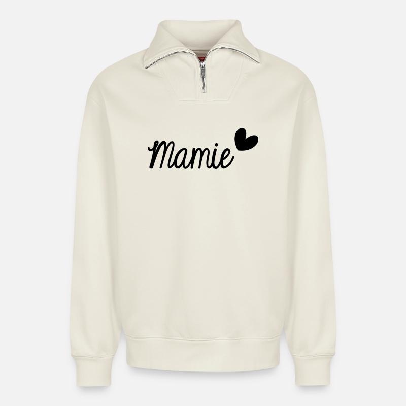 MAMIE - Sweat unisexe décontracté en coton biologique à demi-zip – de SPREAD - blanc cassé