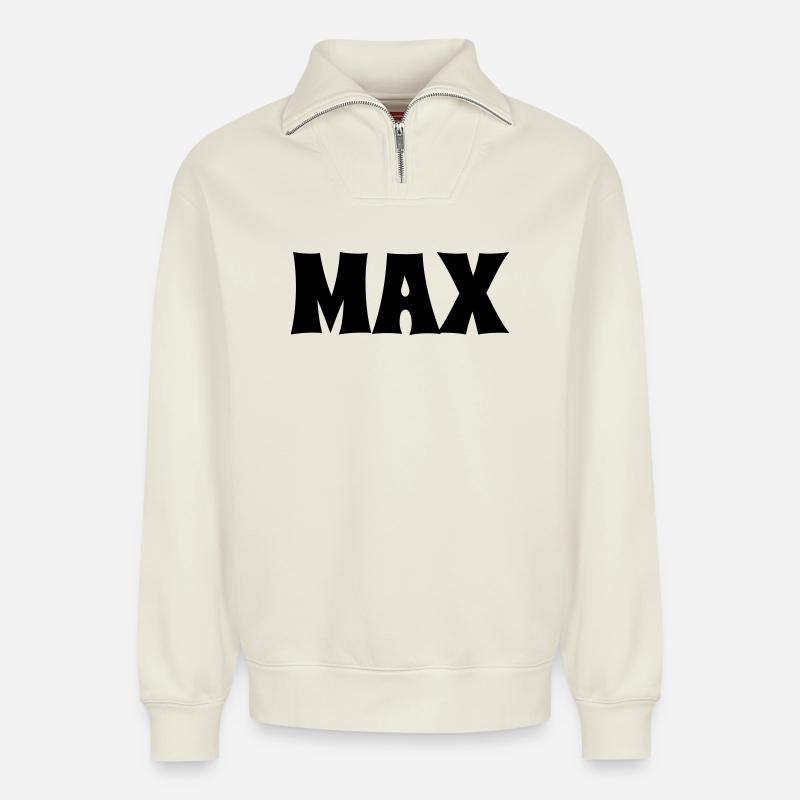 Max - Relaxed Unisex Organic Half Zip Sweatshirt – by SPREAD - off white