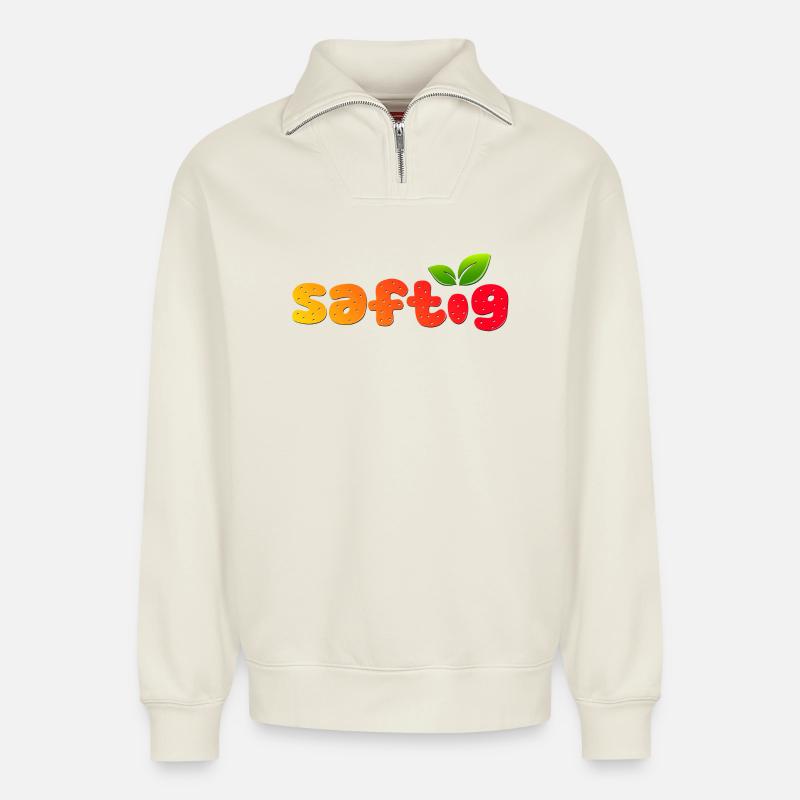 Saftig - Relaxed Unisex Organic Half Zip Sweatshirt – von SPREAD - Naturweiß