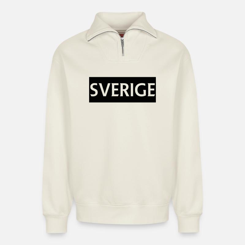 Schweden - Relaxed Unisex Organic Half Zip Sweatshirt – von SPREAD - Naturweiß