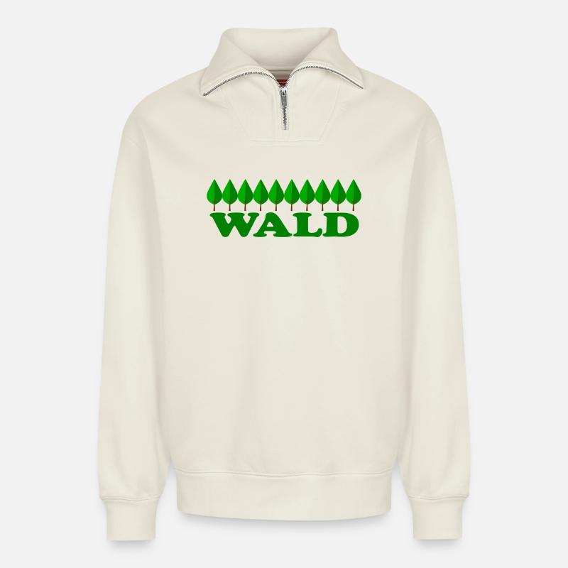 Forest - Relaxed Unisex Organic Half Zip Sweatshirt – by SPREAD - off white