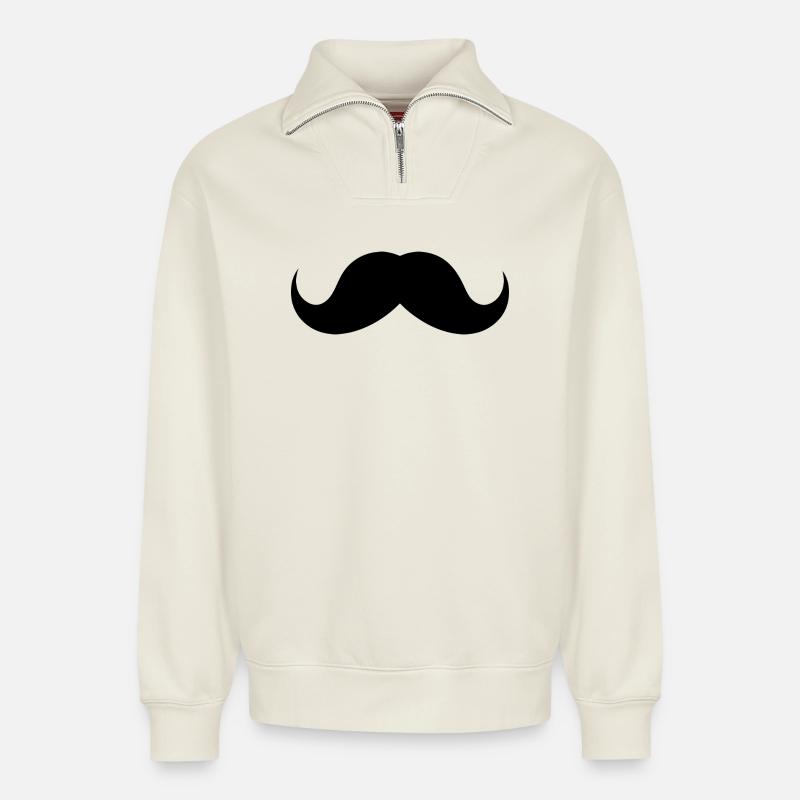 Schnurrbart - Relaxed Unisex Organic Half Zip Sweatshirt – von SPREAD - Naturweiß