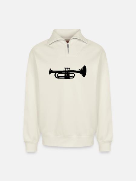 Trompete - Relaxed Unisex Organic Half Zip Sweatshirt – von SPREAD - Naturweiß