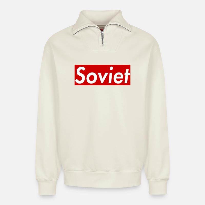 Soviet - Relaxed Unisex Organic Half Zip Sweatshirt – by SPREAD - off white