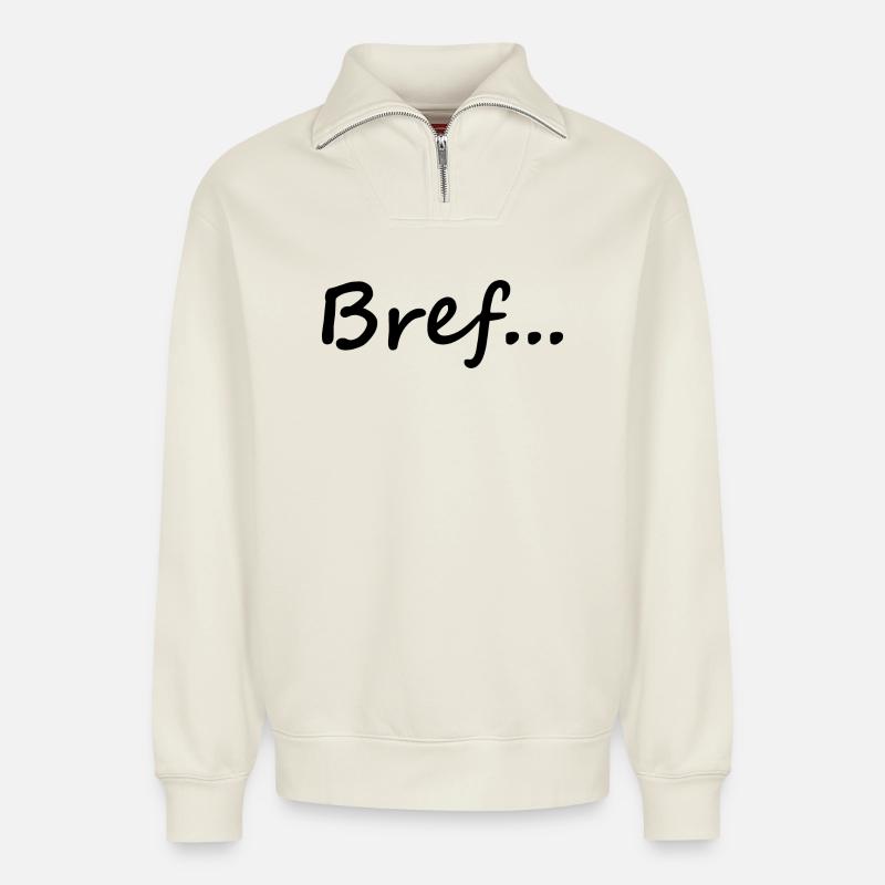 Bref - Sweat unisexe décontracté en coton biologique à demi-zip – de SPREAD - blanc cassé