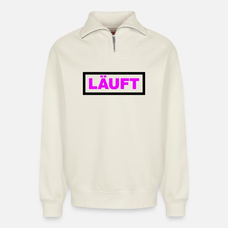 Läuft - Relaxed Unisex Organic Half Zip Sweatshirt – von SPREAD - Naturweiß