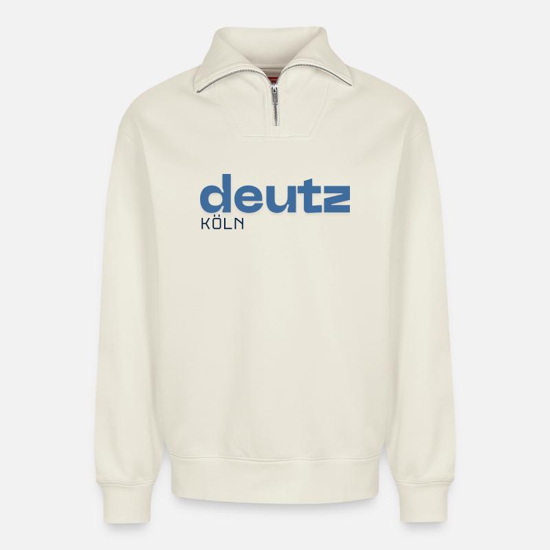 Deutz Cologne - District - Relaxed Unisex Organic Half Zip Sweatshirt – by SPREAD - off white