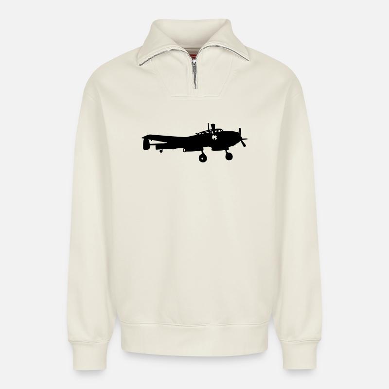 Bf-110 - Relaxed Unisex Organic Half Zip Sweatshirt – von SPREAD - Naturweiß