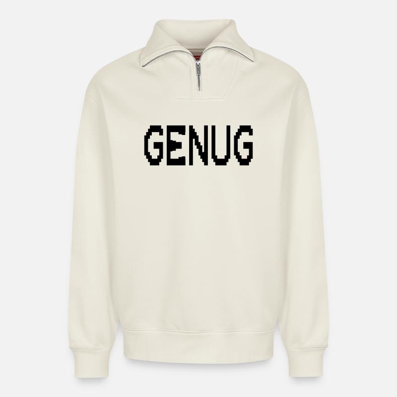 Achtsamkeit Genug - Relaxed Unisex Organic Half Zip Sweatshirt – von SPREAD - Naturweiß