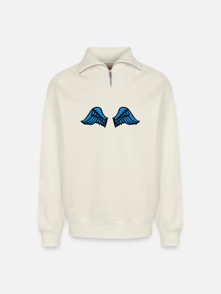 wings - Relaxed Unisex Organic Half Zip Sweatshirt – von SPREAD - Naturweiß